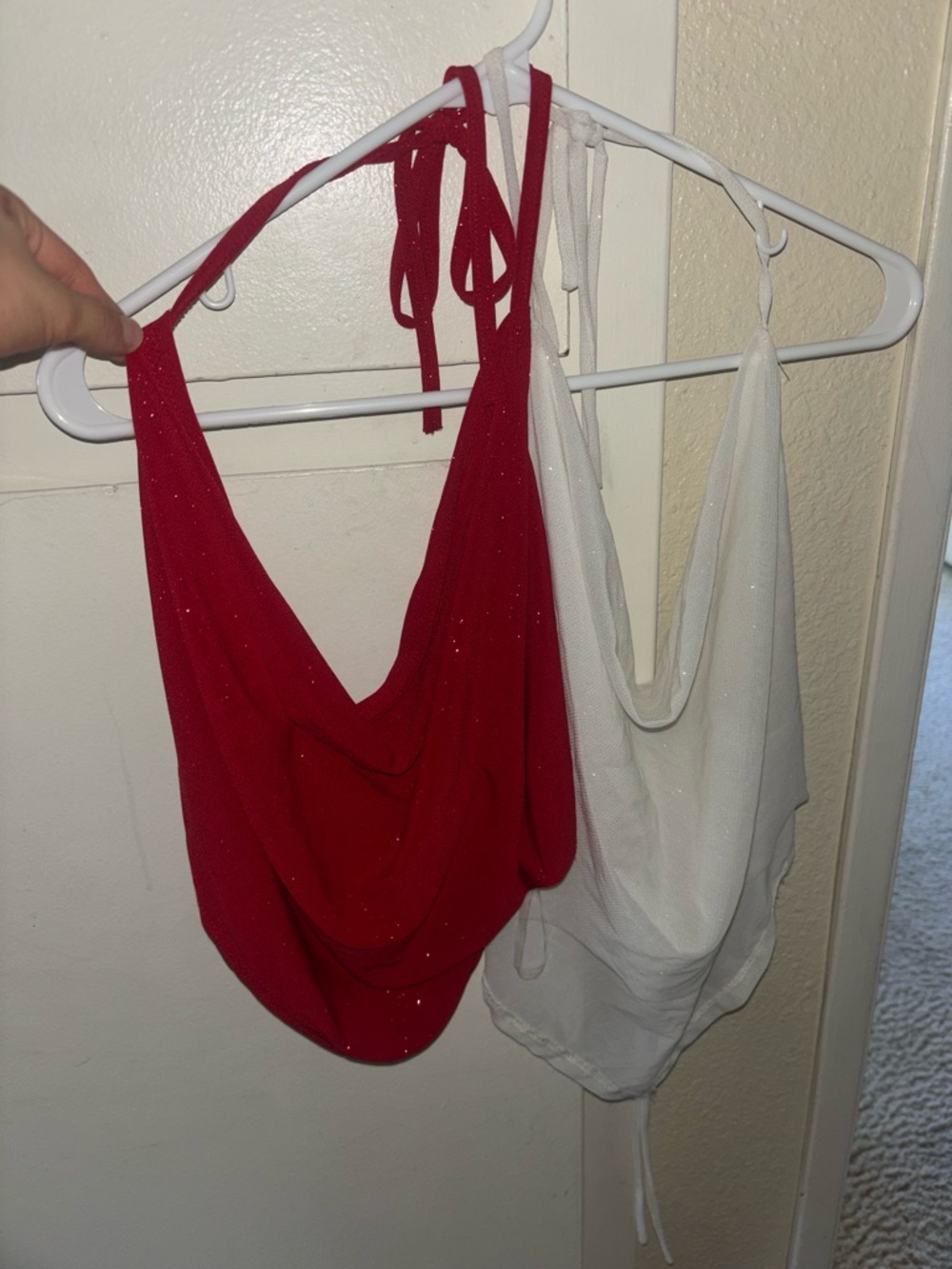 Halter Cowl Neck Women's Top - Red
